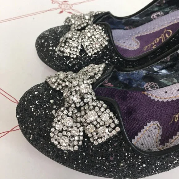 Irregular Choice Black & Silver Rhinestone "Deck The Halls" Shoes - Size 6EU/39E - Picture 8 of 13
